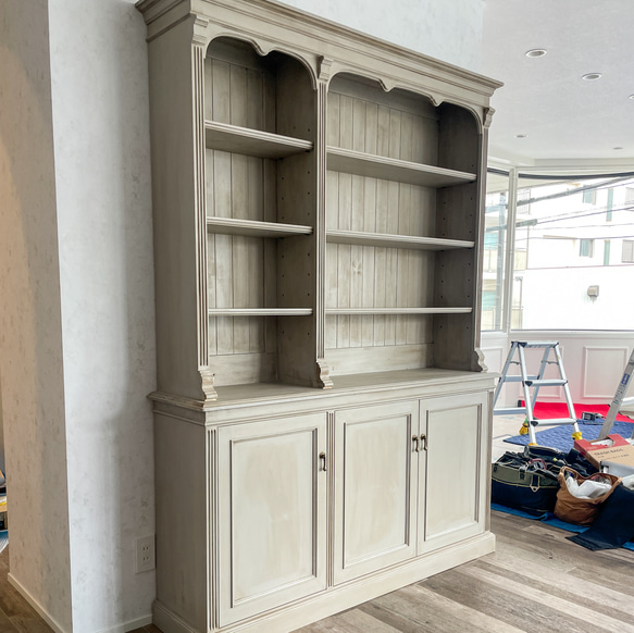 フランスアンティーク調カップボード シャビーシック 飾り棚 オーダー