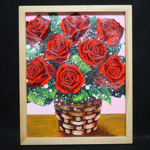 油絵 油彩 油彩画 絵 絵画【赤い薔薇】 絵画 HR 通販 17648229