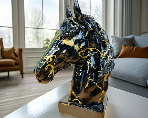 馬 置物 馬装飾品 グラフィティ 樹脂彫刻工芸品 書棚 オブジェ a-515