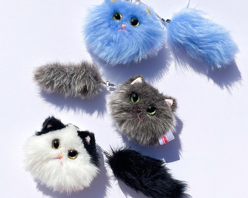 猫ぬいぐるみ(キーホルダー）blue mix ぬいぐるみ themadeinmix 通販