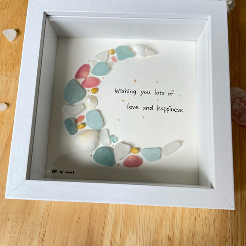 シーグラス ムーン 三日月 シーグラスアート インテリア雑貨 ガラス