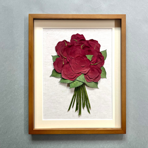 プロポーズのバラ12本花束 押し花額／レクタングル モヮイヤンヌ