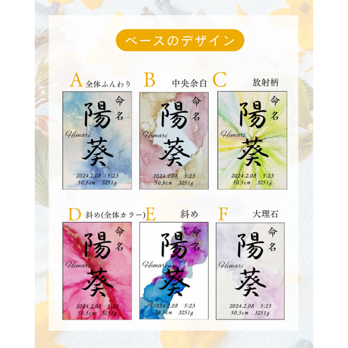 アルコールインクアート命名書[15×15] 雑貨・その他 sakimare 通販