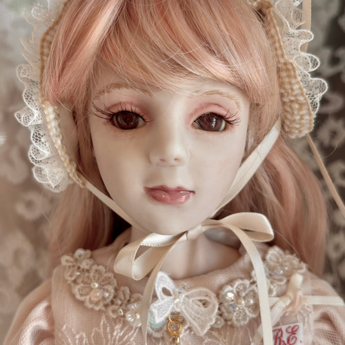 創作球体関節ビスクドール人形 ピンクゴールドの髪のブラウンアイの