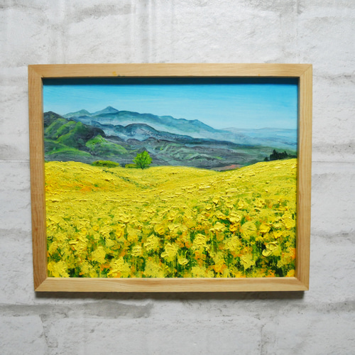 アクリル画 原画 「美瑛・青い池07」額縁付き F4サイズ 風景画