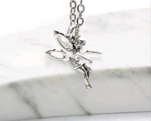 シルバー 925 妖精 フェアリー ペンダント ストーン付 ネックレス