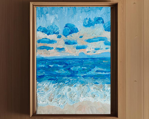 16×23㎝「朝の海6」サムホール・油彩画・原画 N 絵画 かいがのみせ