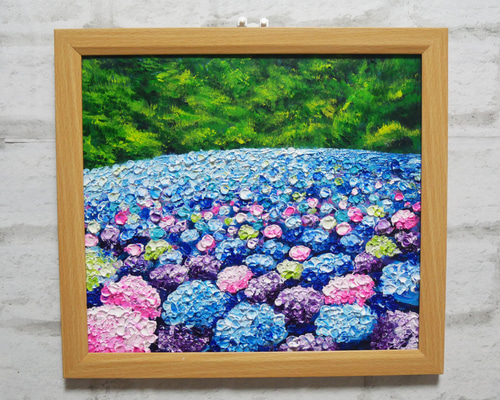 油絵 油彩 油彩画 絵 絵画【紫陽花の池】 絵画 HR 通販 17873213