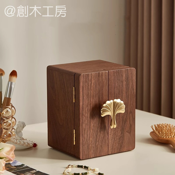 木製ジュエリーボックス 両開きデザイン 五段引き出し付き 大容量