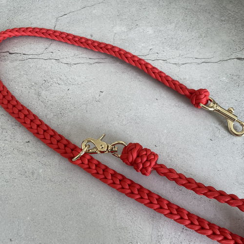 完成品】パラコード ハート8つ編みカフェリード 小型犬リード 中型犬
