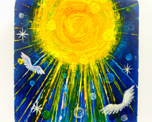 新築祝い 誕生日 あたたかみのあるアクリル抽象画 プレゼント 絵 幸せ