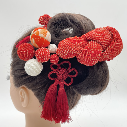 ❤ ご予約品 ❤ ちんころ かのこ 鹿の子 和玉14本セット 木目込み鞠 赤