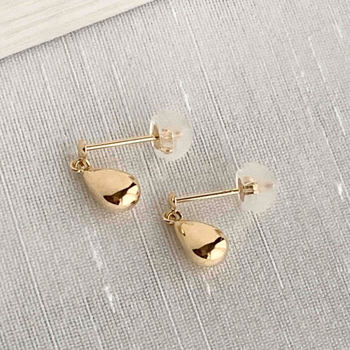 地金＊18金【ティアドロップ＊ピアス】Yゴールド 雫しずく K18刻印入