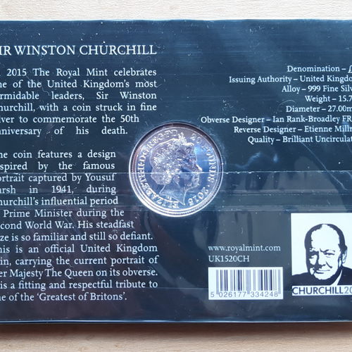 英国 イギリス ￡20 ポンド 銀貨999ag 15.71gチャーチル デザイン 英国