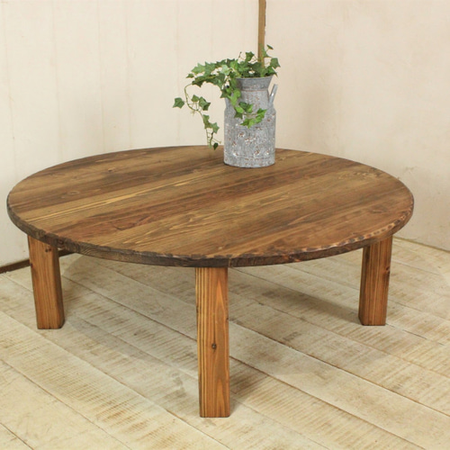 アンティーク風 折りたたみ 丸テーブル 円卓 ちゃぶ台 ローテーブル