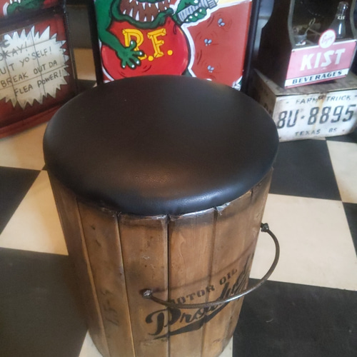 ちょっとした腰掛けに 木樽型 収納スツール 木製チェア クッション