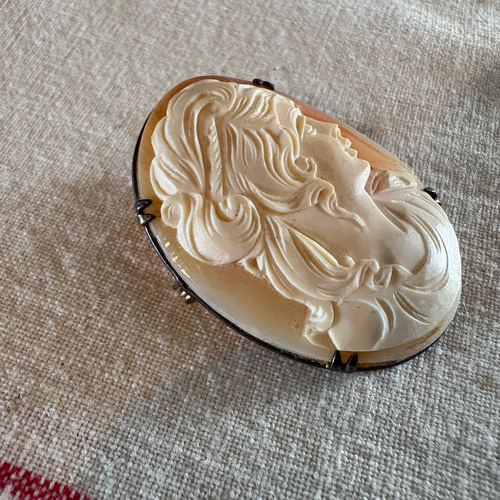 シェルカメオ CAMEO ブローチ 2WAY サイン入り ヴィンテージ 美品