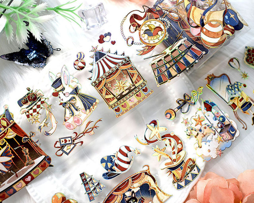 海外作家 五宝文創 奇幻演出 サーカス 動物 マスキングテープ PET 装飾