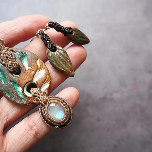 特別価格】ストロベリークォーツ＆クンツァイトのマクラメ編み