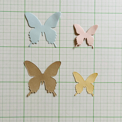クラフトパンチ ダイカット 蝶 大＆小 ペールカラー 8色16枚 卒業