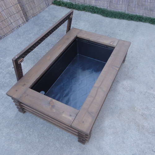 ビオトープ 25L トロ舟＆木枠セット（フラットタイプ防鳥網付き