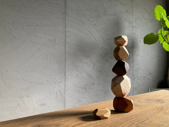 WOOD BLOCK】歪な多面体カットの無垢材積み木（MIX）知育玩具 おもちゃ