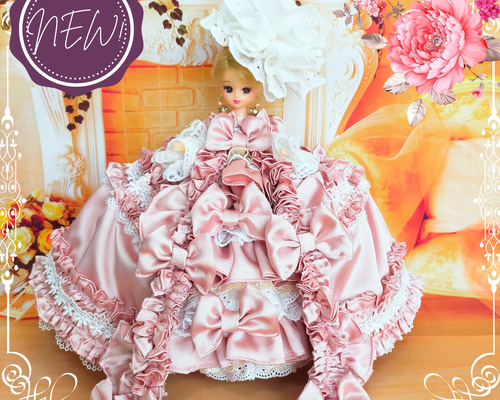 送料無料 リカちゃんサイズ ロココ調ドレス マリーアントワネットの