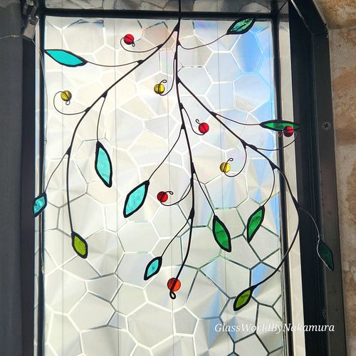 ガラスの枝 母の日 ステンドグラス インテリア雑貨 窓飾り 壁掛 けサン
