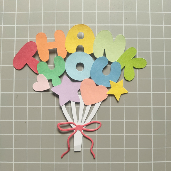 風船のTHANK YOU 1枚 アルバム飾り クラフトパンチ 切り絵 emikoro22