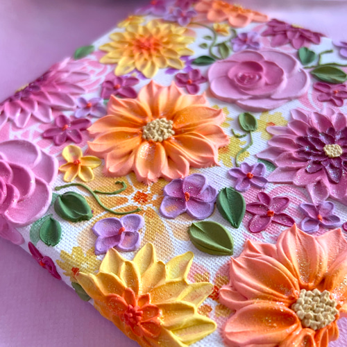 テクスチャーアート 絵画 インテリアアート 花 立体 絵 花の絵