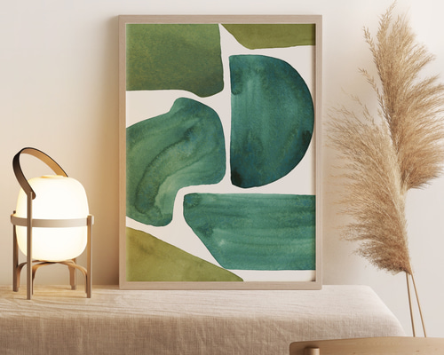 北欧 アートポスター【 abstract Green Green 】 抽象画 北欧ポスター