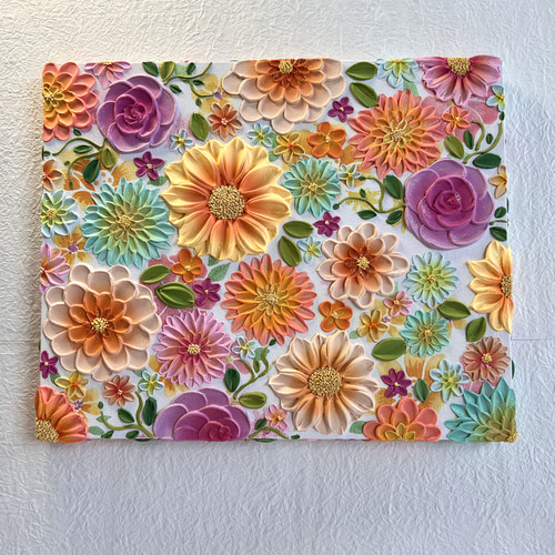 melia テクスチャーアート 絵画 インテリアアート 花 立体 絵 北欧