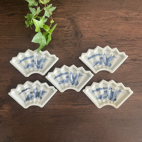 時代 伊万里 染付 寿司皿&豆皿8点セット 送料込み1125 時代 伊万里 染