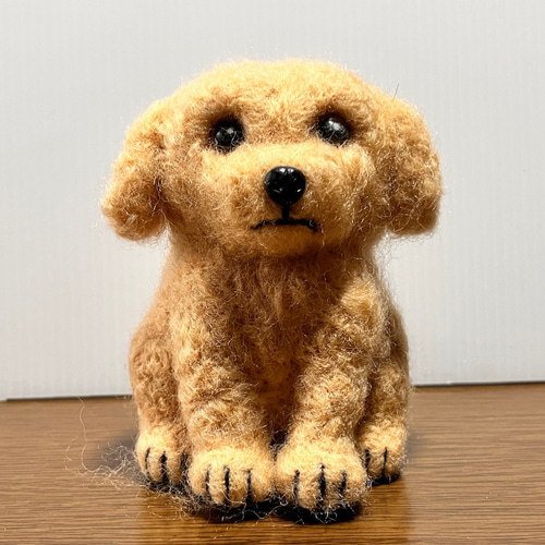 トイプードル(ベージュ)(中)置物#1(羊毛フェルト) 羊毛フェルト 工房