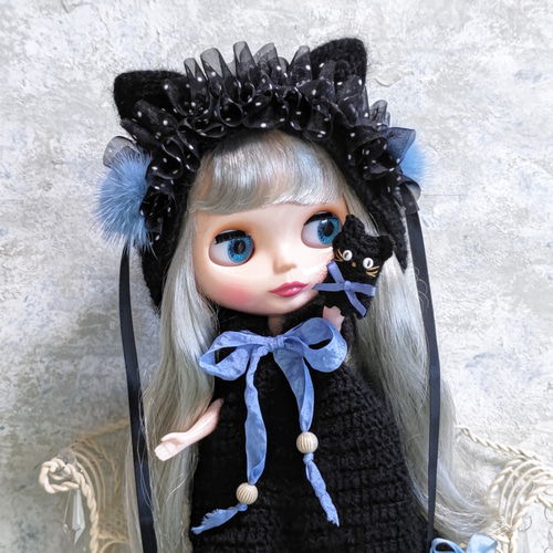 ブライスアウトフィット 着ぐるみ 黒ねこ メイド服