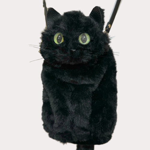 ぬいぐるみみたいな 黒猫さん巾着ポシェット スマホポシェット ミニ