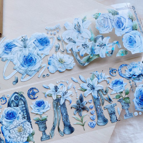 コラージュ マステ 海外 和柄 花 装飾 1ループ 切売り おすそ分け