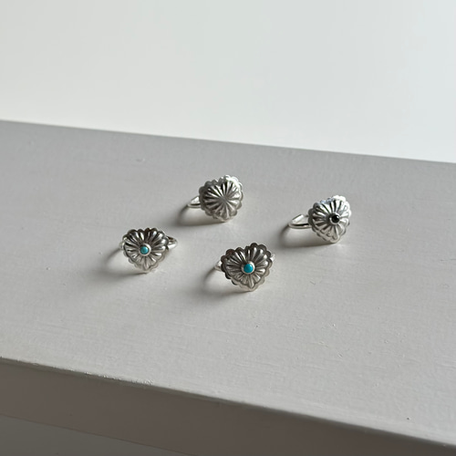 ハートコンチョ♡彫金サイズフリーシルバー950リングインディアン