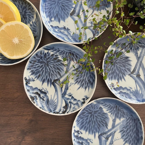 古伊万里染付5枚皿 大皿 antique art nozomi 通販 18214478｜Creema