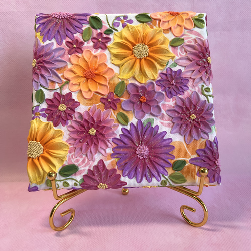 melia テクスチャーアート 絵画 インテリアアート 花 立体 絵 北欧