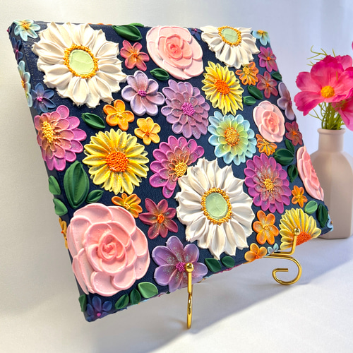 テクスチャーアート 絵画 花の絵 フラワーアート インテリアアート