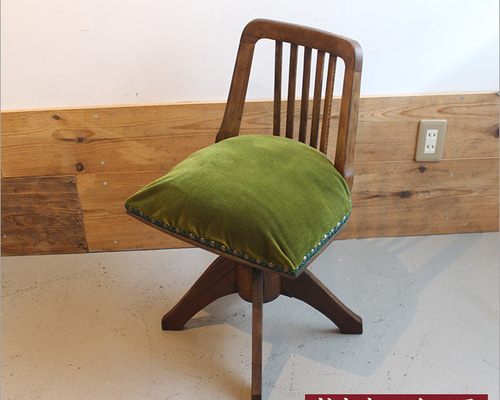 ドクターチェア 回転椅子 アンティーク 座面張り替え済み リメイク品