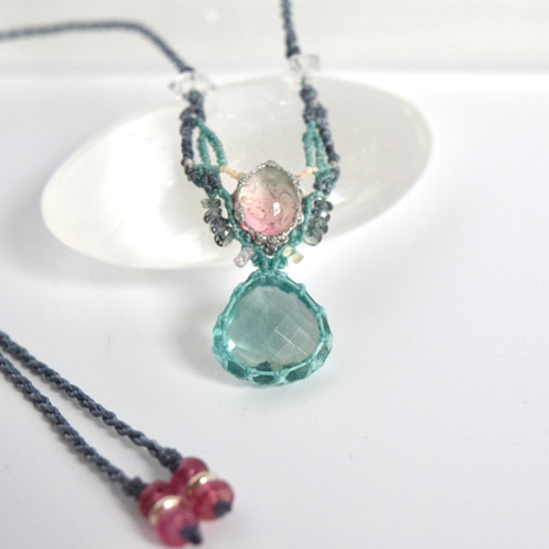 マクラメ編み § フローライト § バイカラートルマリン § マクラメ