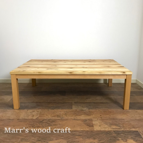 国産杉の無垢材 ヒーター無し こたつテーブル 75x75cm オイル仕上げ 天