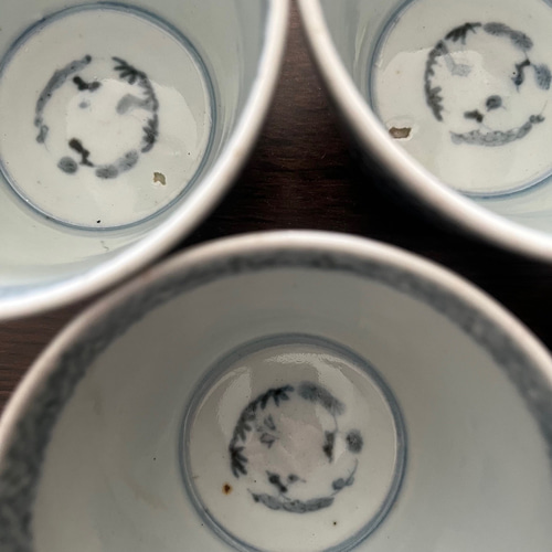 古伊万里染付蛸唐草紋様 蕎麦猪口 4客セット お椀・ボウル・鉢 antique