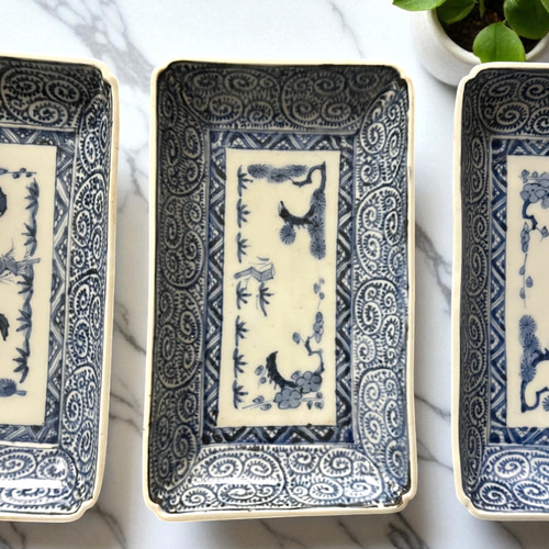 古伊万里蛸唐草紋様角長皿5枚 江戸中期 長皿 antique art nozomi 通販