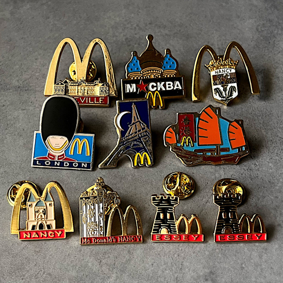 送料無料】10個 フランス ヴィンテージ ピンバッジ マクドナルド ESSEY