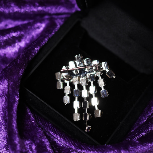 シルバーメタル クリアラインストーン スウィング ヴィンテージ