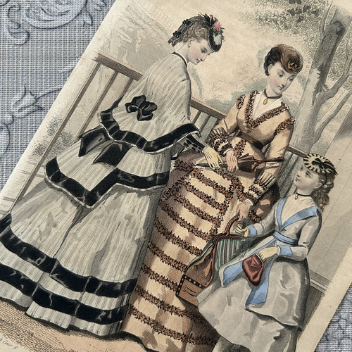 フランスアンティーク MAGASIN DES DEMOISELLES リトグラフ モード画