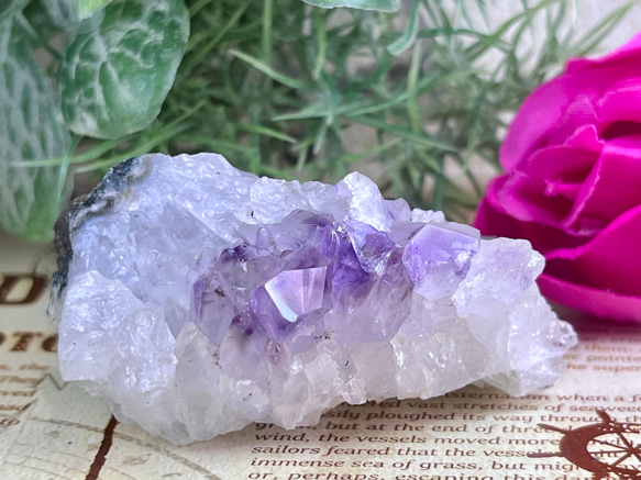 カルサイト共生 アメジスト 紫水晶 クラスター 原石 ラフストーン